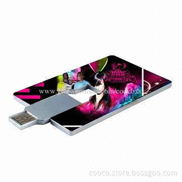 Card-shaped USB Flash Drive, 5-year Warranty, Hot Plug-and-play Function, Capacity of 1 to 256GB